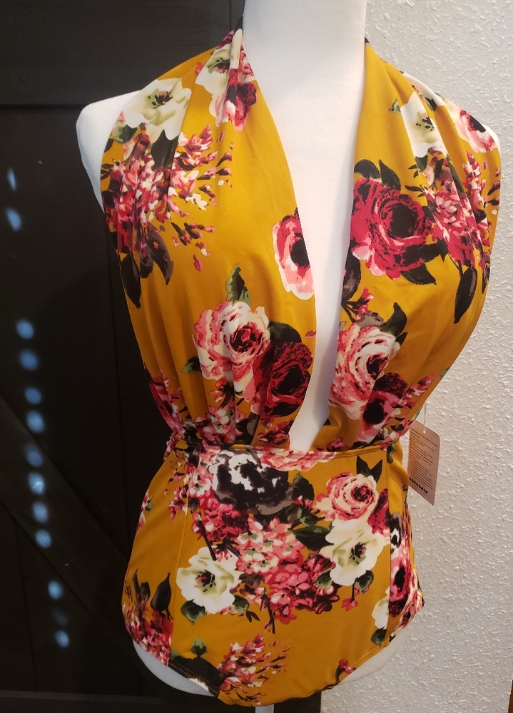 Retro One Piece Backless Bather Swimsuit